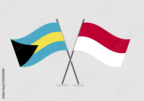 Bahamas and Indonesia vector flags art symbolizing unity