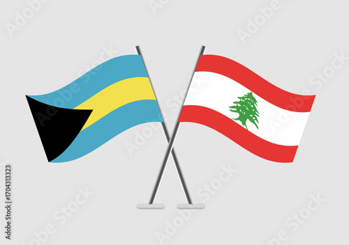 Bahamas and Lebanon vector flags showing dual-country harmony
