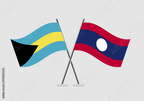 Bahamas and Laos vector flags artwork representing cooperation