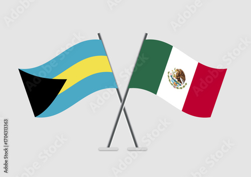 Bahamas and Mexico vector flags flat vector artwork concept