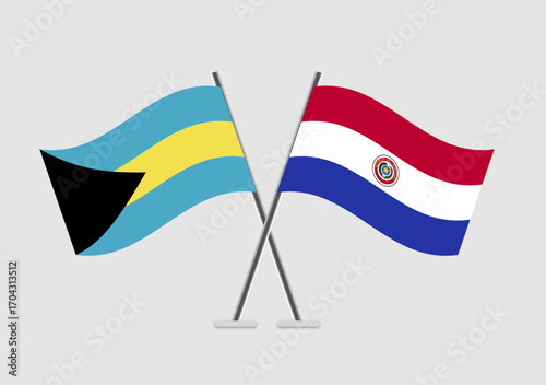 Bahamas and Paraguay vector flags visualized in cultural layout