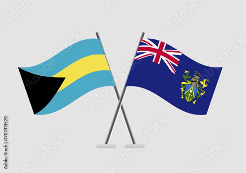 Bahamas and Pitcairn Islands vector flags designed for printed vector media