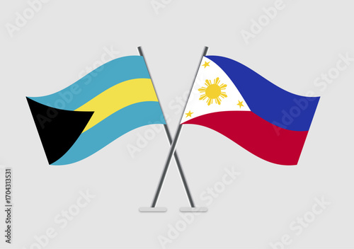 Bahamas and Philippines vector flags illustration for joint events