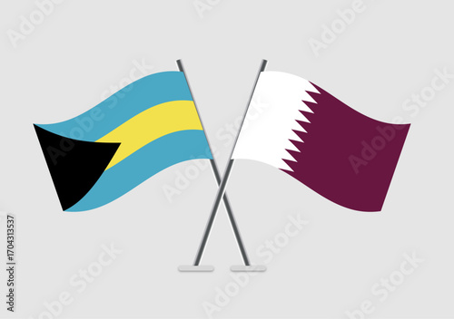 Bahamas and Qatar vector flags symbolizing alliance in vector art