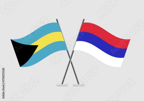 Bahamas and Republika Srpska vector flags with minimal patriotic graphics