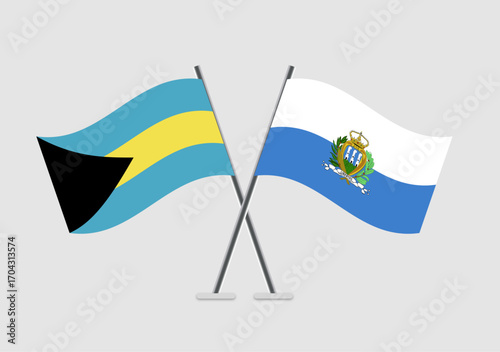 Bahamas and San Marino vector flags for formal vector usage