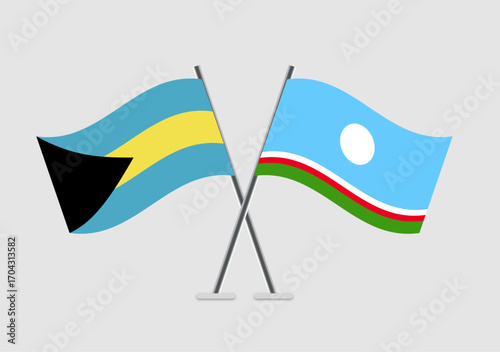 Bahamas and Sakha Republic vector flags in full-frame 2D vector
