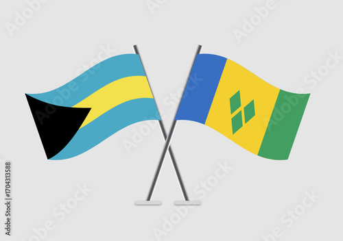Bahamas and Saint Vincent and the Grenadines vector flags illustrated in partnership theme