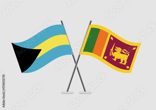 Bahamas and Sri Lanka vector flags styled in ceremonial layout