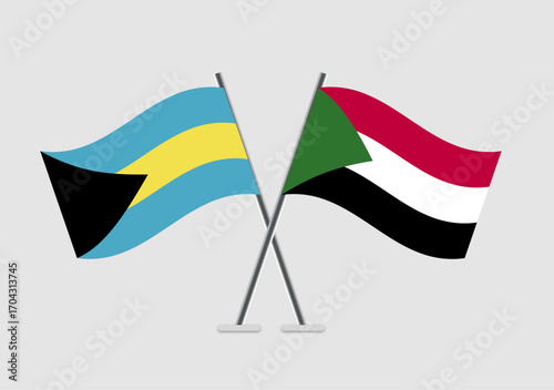 Bahamas and Sudan vector flags composed with clarity and calm