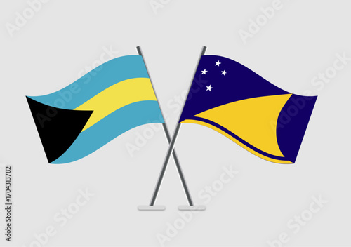 Bahamas and Tokelau vector flags illustration of mutual respect