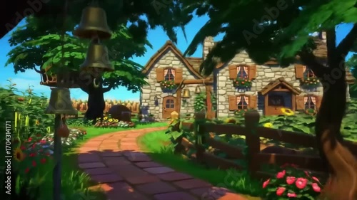 Rustic cottage in garden setting
