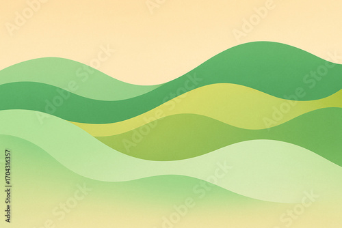 Abstract Wavy Green Hills Landscape Background