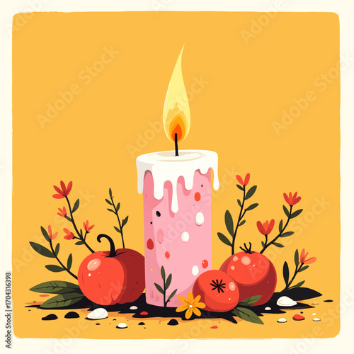 birthday candles on a yellow background