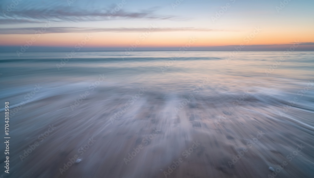 Fototapeta premium Sunrise and sunset over the sea and ocean with waves clouds and horizon view