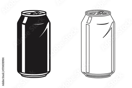 Realistic soda can vector illustration on white background, Beverage can mockup, Soft drink design, Aluminum can artwork