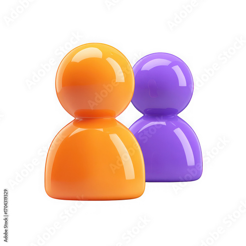 A pair of colorful human figures isolated on transparent background, symbolizing diversity and teamwork, ideal for illustrating community and collaboration