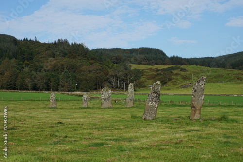 Ballymeanoch Archaeological Site with Stone Row Alignment Kilmartin Glen, Argyll and Bute, Scotland, UK