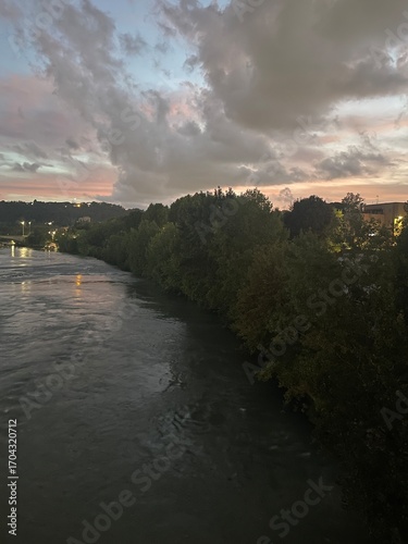 sunset over the river