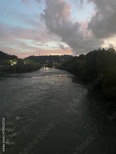 sunset over the river