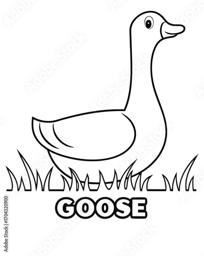 Cartoon goose sitting in grass bird fowl