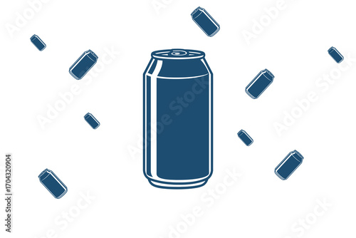 Realistic soda can vector illustration on white background, Beverage can mockup, Soft drink design, Aluminum can artwork