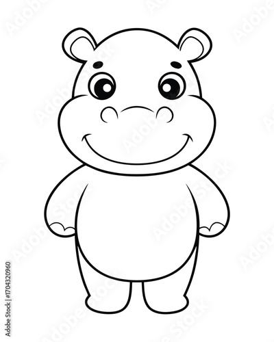 Cartoon hippopotamus standing happy illustration animal