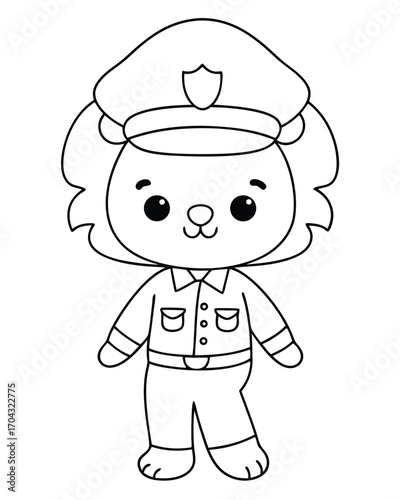 Cartoon lion police officer illustration uniform badge