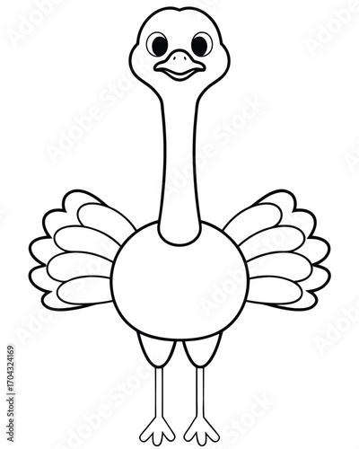 Cartoon ostrich standing with wings spread bird illustration