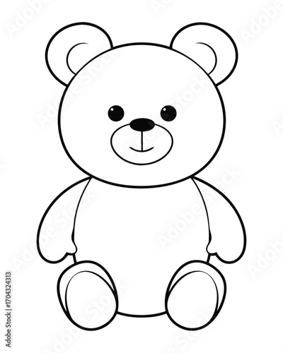 Charming teddy bear drawing line drawing black and white