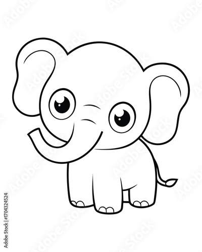 Cute baby elephant winking cartoon illustration