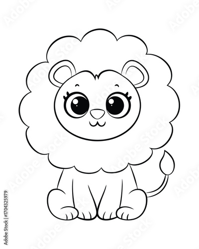 Cute lion cub cartoon illustration animal