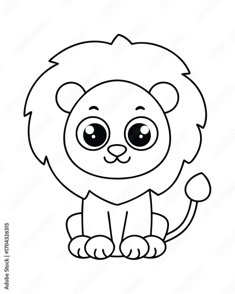 Obraz premium Cute young lion illustration animal cartoon
