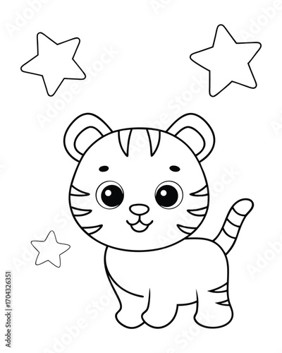 Cute tiger cub with stars kitten animal