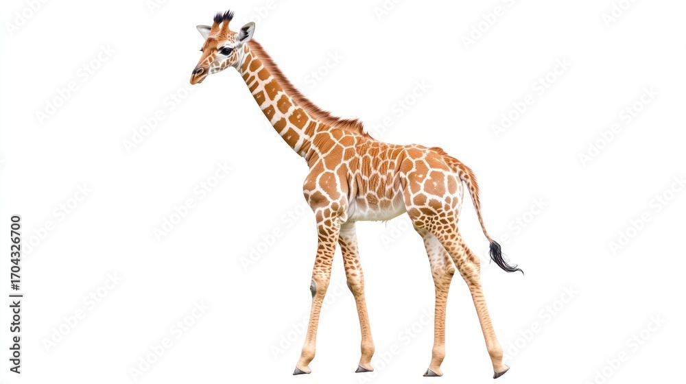 Naklejka premium Young giraffe isolated on white background