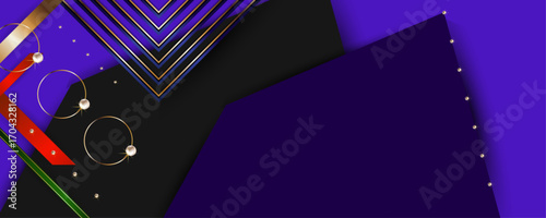 Abstract gold background luxury dark purple noble color plum eggplant and golden line template premium vector