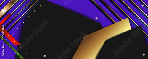 Abstract gold background luxury dark purple noble color plum eggplant and golden line template premium vector