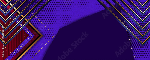 Abstract gold background luxury dark purple noble color plum eggplant and golden line template premium vector