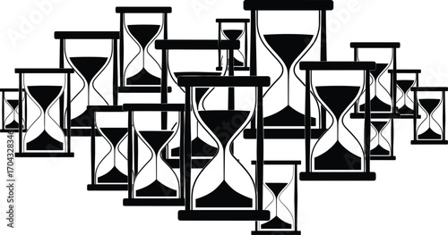 Minimal Hourglass Silhouette with Time Concept Vector Illustration