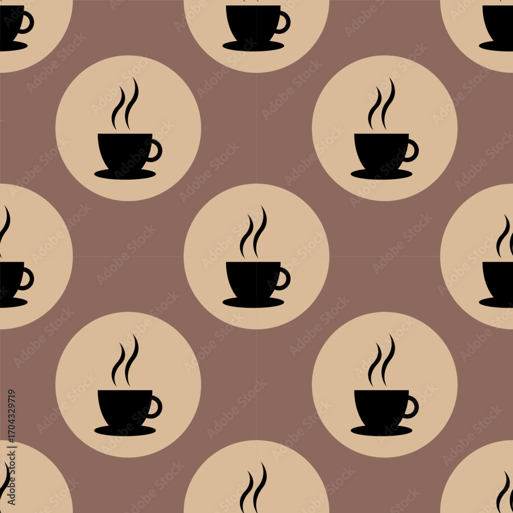 Obraz premium Seamless coffee cup and circle pattern