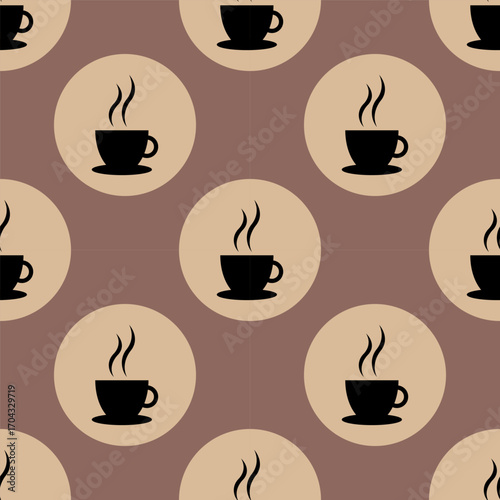 Seamless coffee cup and circle pattern