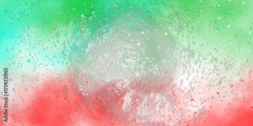 Vibrant green red and white watercolor splash texture with subtle water droplet effect and soft gradient background for abstract design elements and festive celebrations