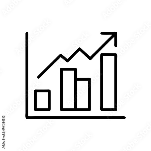 Modern graph showing upward trend with bars and line chart  
