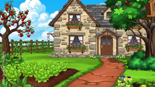 Rustic countryside house with garden