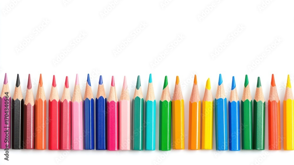 Fototapeta premium Colorful pencils arranged on white background