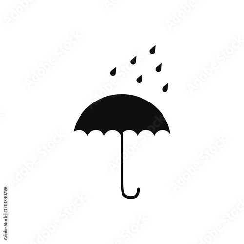 Simple Umbrella Silhouette - Rainy Day Vector Symbol