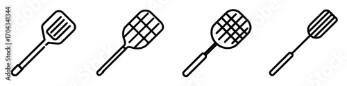 Modern concept illustration of a kitchen spatula icon on a white background with editable colors