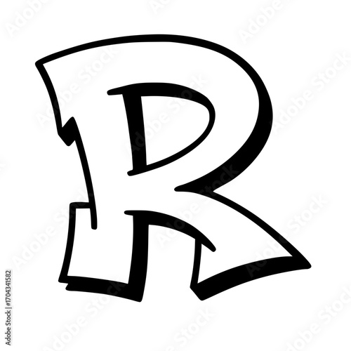 Bold letter R illustration for educational materials or creative design projects, perfect for lettering art