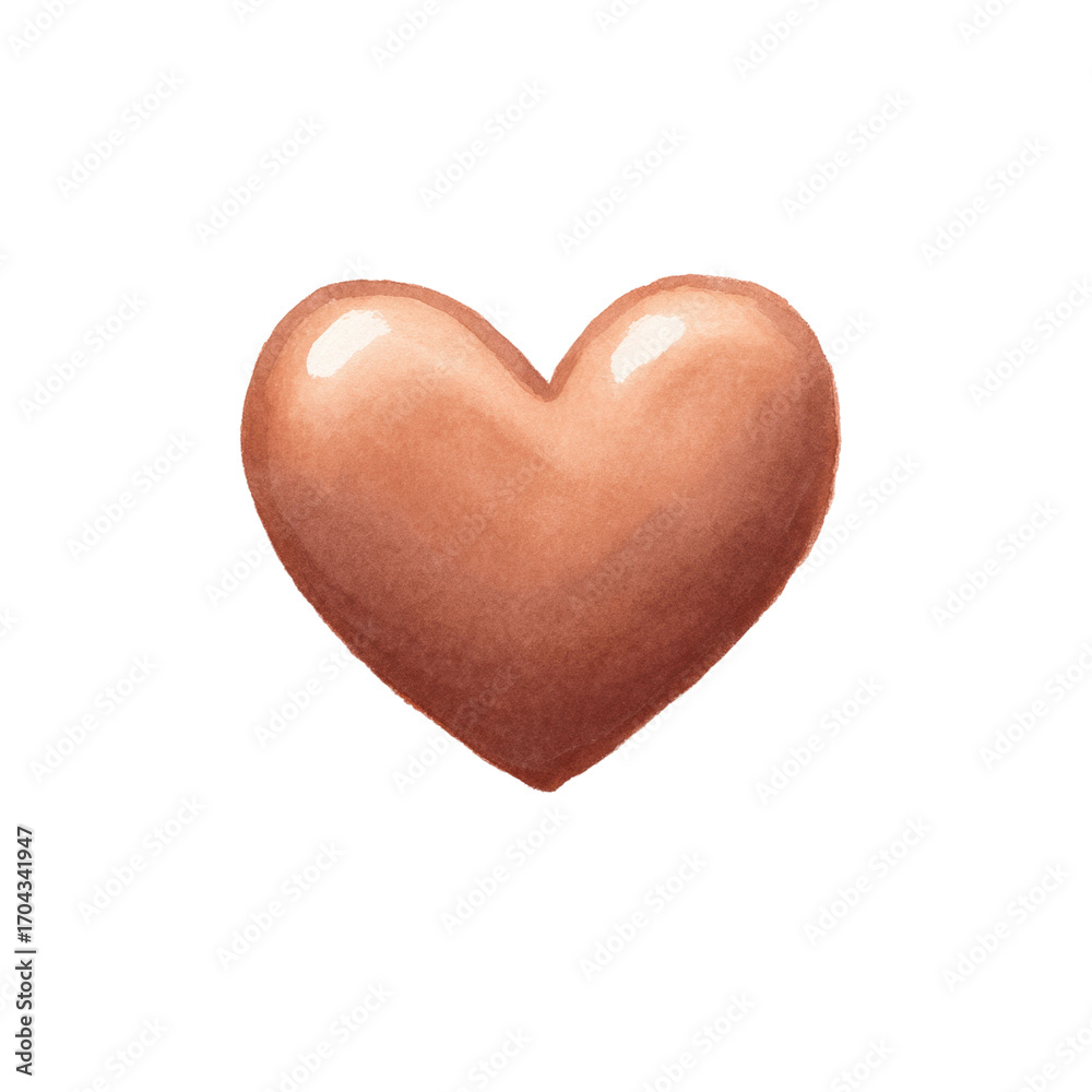 Fototapeta premium Realistic brown heart shape on black background, cut out