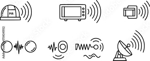 Motion sensor icon line art,